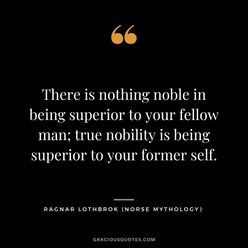There is nothing noble in being superior to your fellow man; true nobility is being superior to your former self. - Ragner Lothbrok