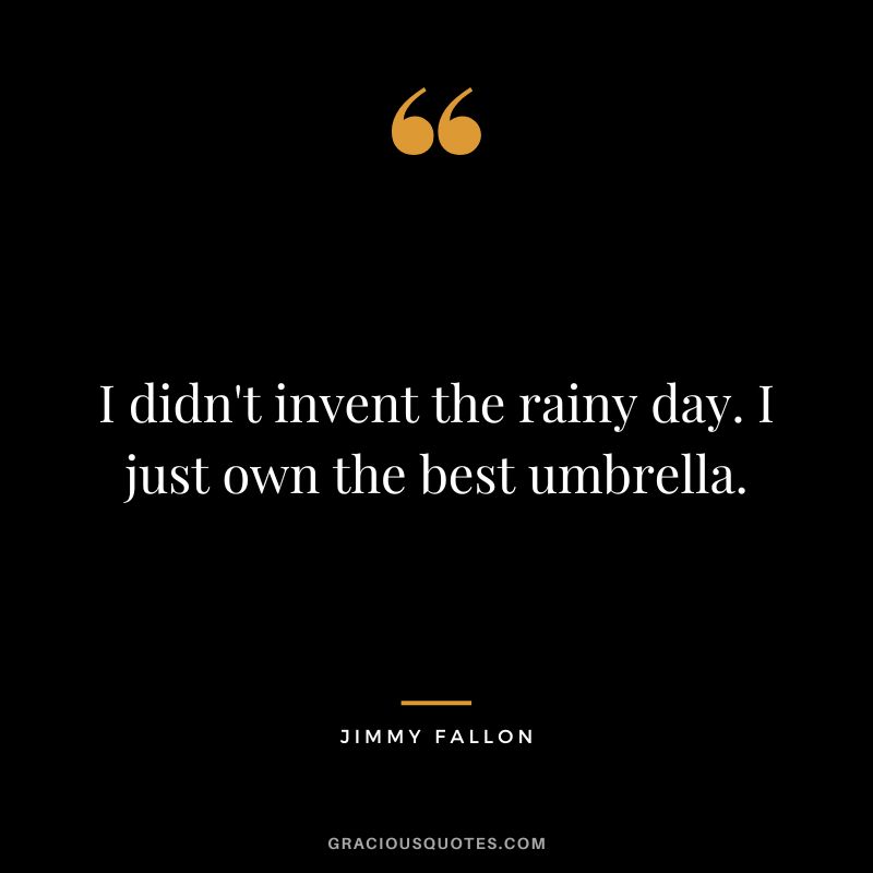 I didn't invent the rainy day. I just own the best umbrella.