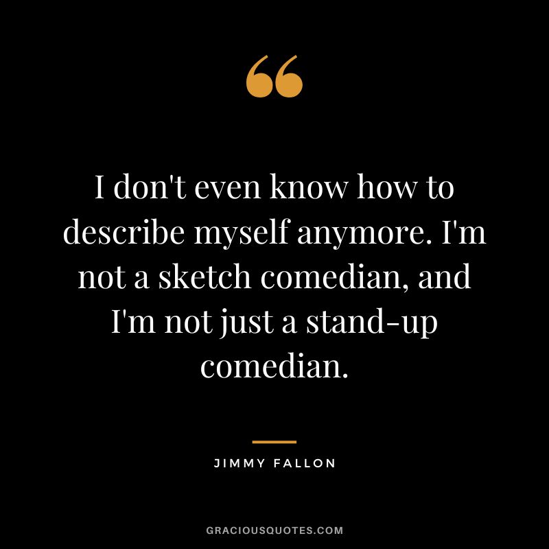 I don't even know how to describe myself anymore. I'm not a sketch comedian, and I'm not just a stand-up comedian.