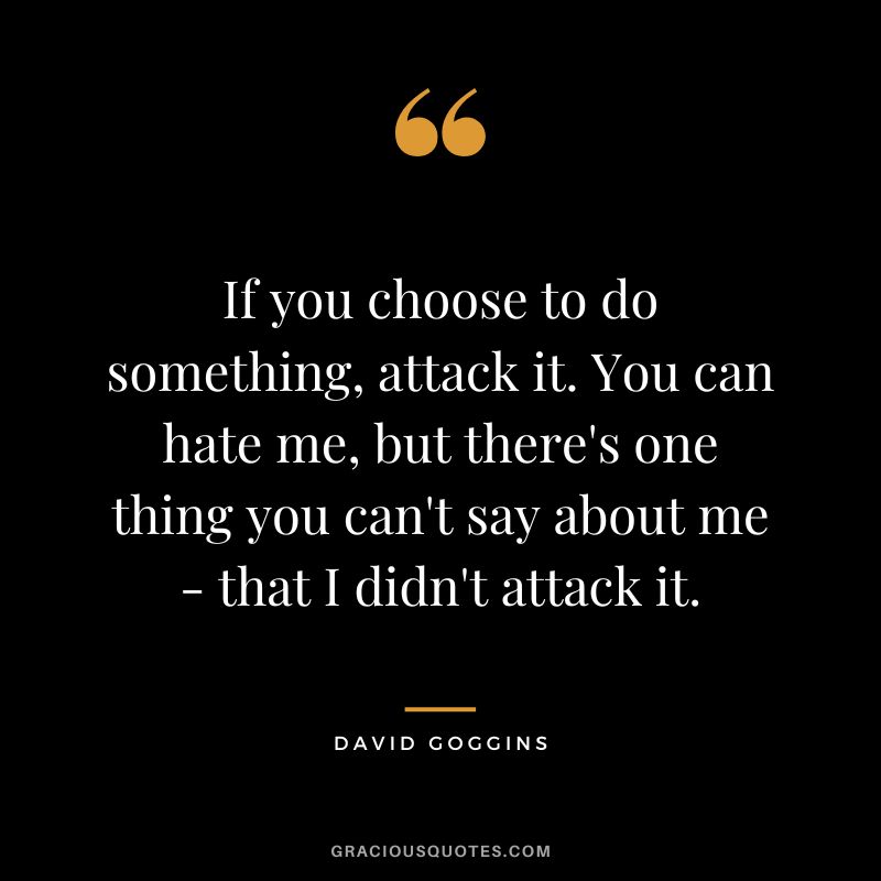 If you choose to do something, attack it. You can hate me, but there's one thing you can't say about me - that I didn't attack it.