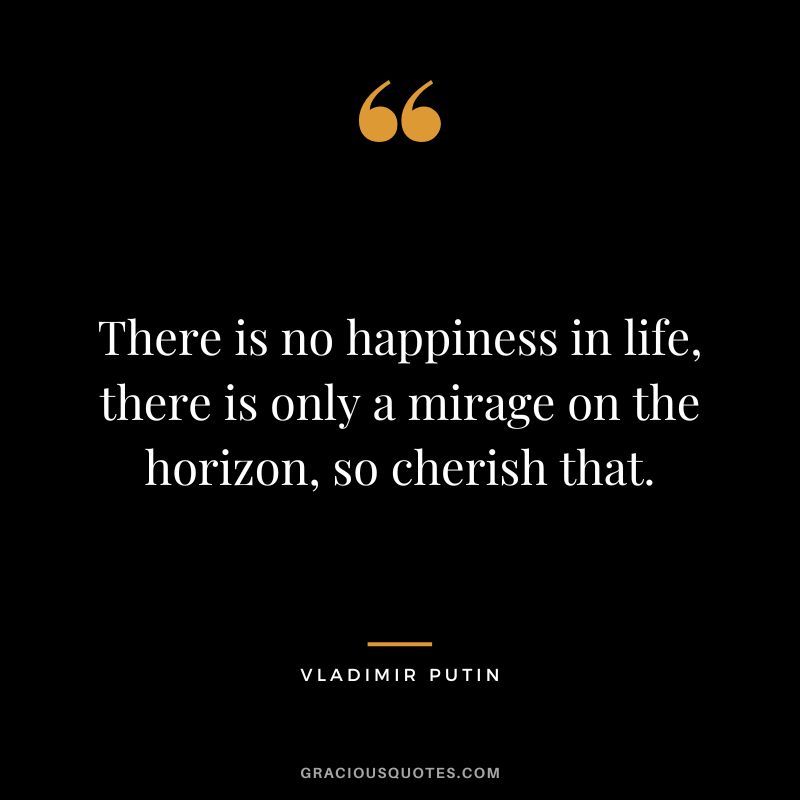 There is no happiness in life, there is only a mirage on the horizon, so cherish that.