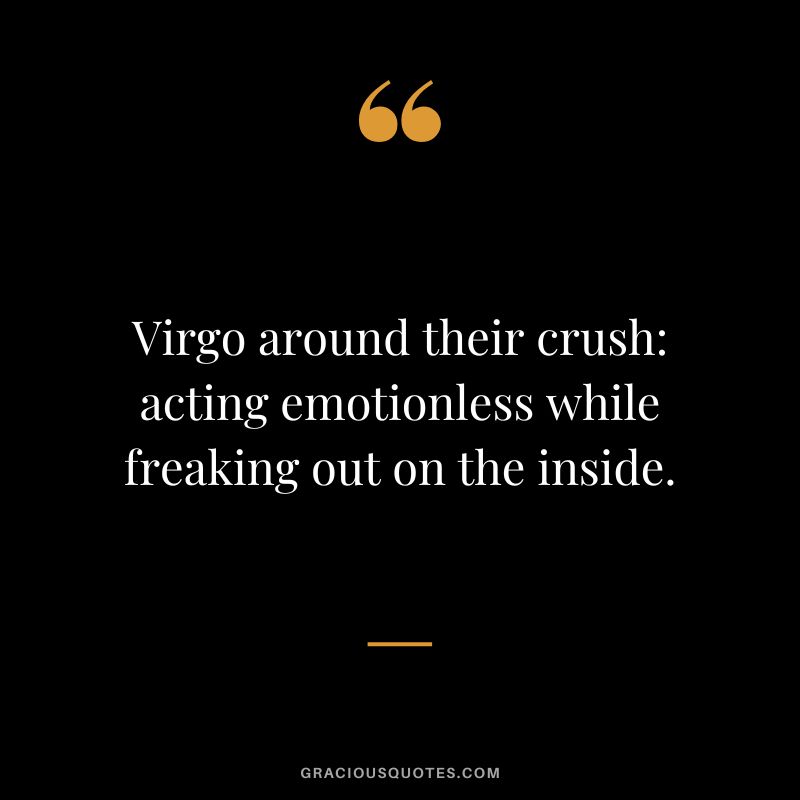 Virgo around their crush acting emotionless while freaking out on the inside.