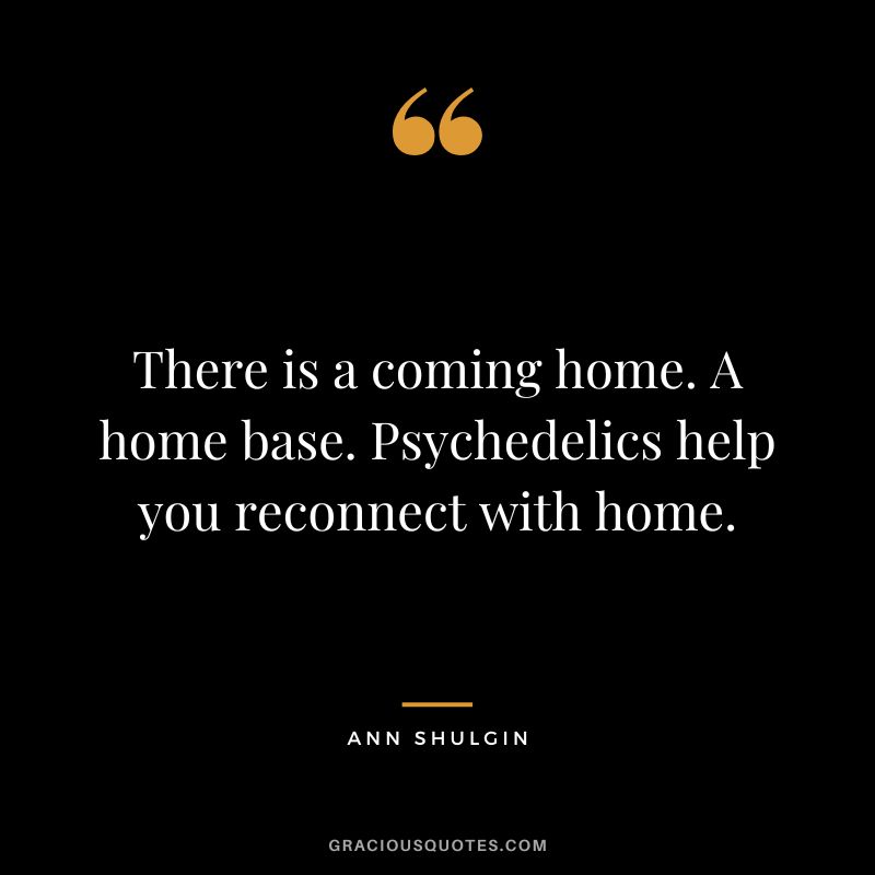 There is a coming home. A home base. Psychedelics help you reconnect with home.