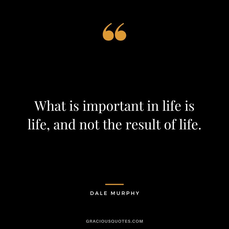 What is important in life is life, and not the result of life.