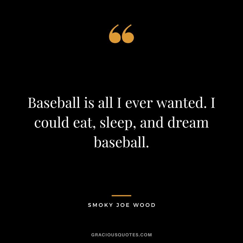 Baseball is all I ever wanted. I could eat, sleep, and dream baseball.