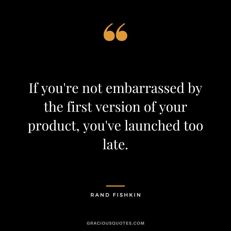 If you're not embarrassed by the first version of your product, you've launched too late.
