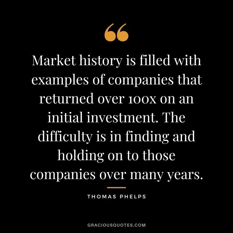 Market history is filled with examples of companies that returned over 100x on an initial investment. The difficulty is in finding and holding on to those companies over many years.