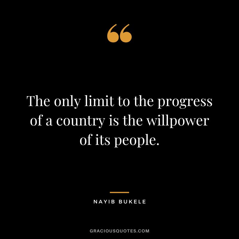 The only limit to the progress of a country is the willpower of its people.