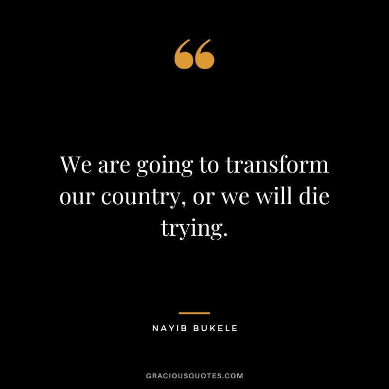 We are going to transform our country, or we will die trying.