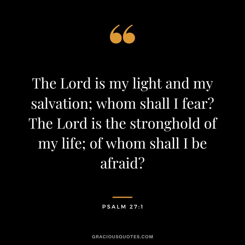 The Lord is my light and my salvation; whom shall I fear? The Lord is the stronghold of my life; of whom shall I be afraid? - Psalm 27:1